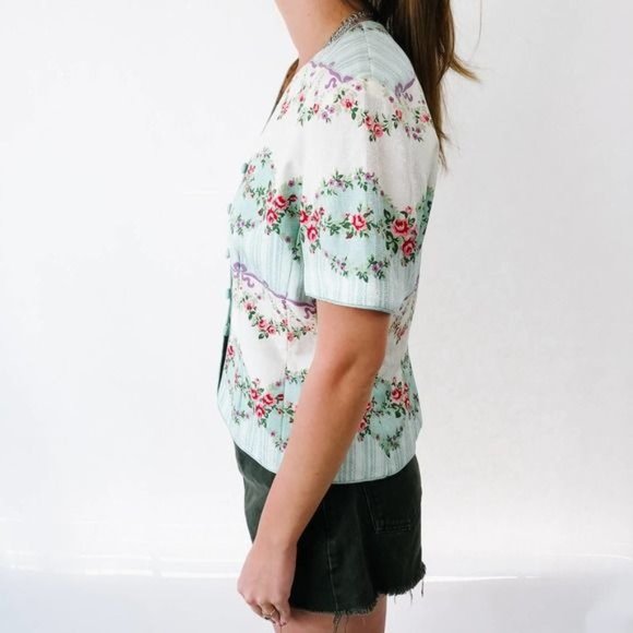 Vintage Structured Mix Print Blouse - Picture 3 of 8